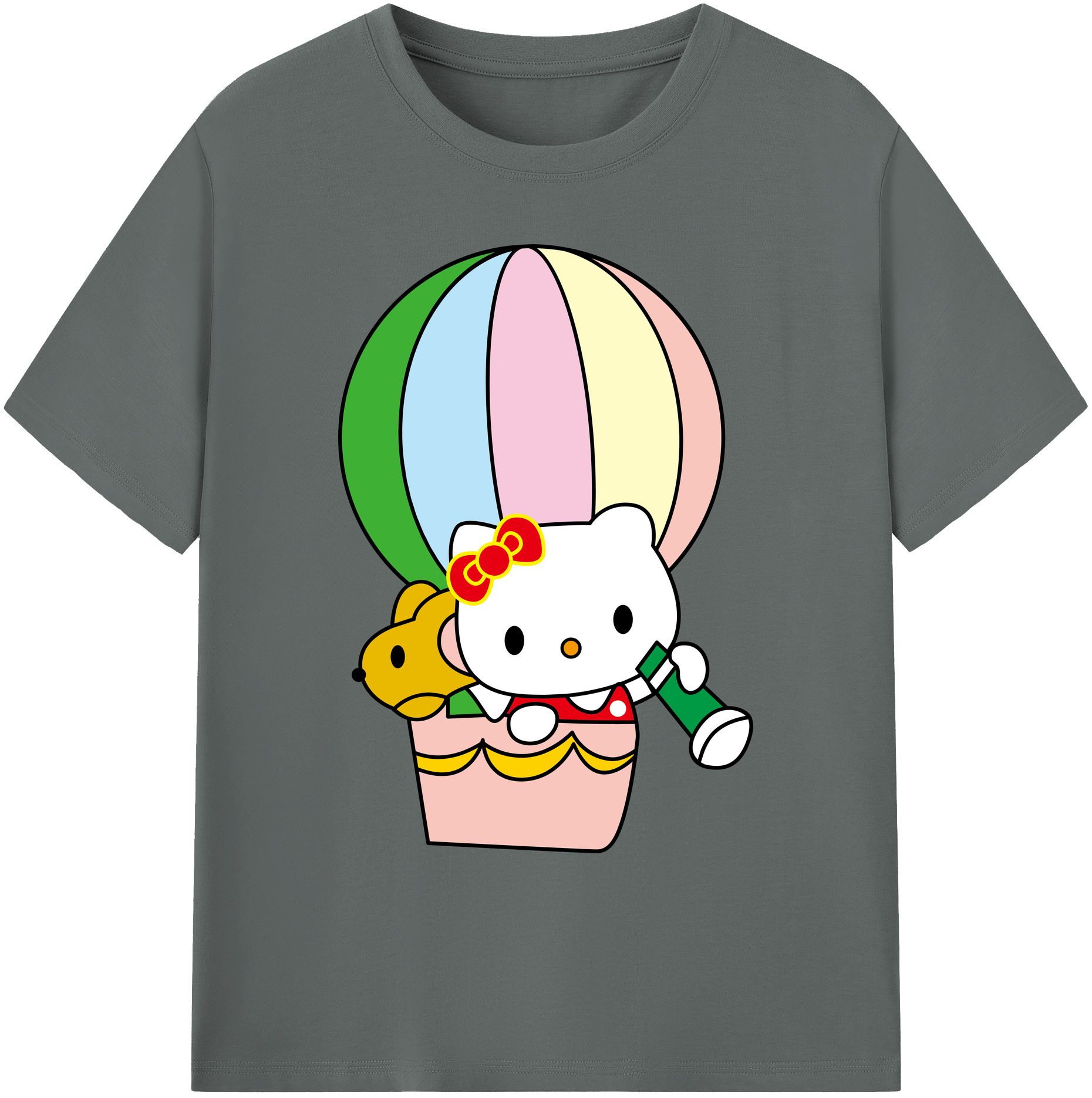 （画像用） Hello Kitty ハローキティ 綿100％ メンズ半袖Tシャツ｜肌触りやわらか＆通気性